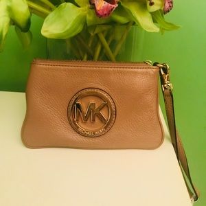 Michael Kors authentic tan leather wristlet